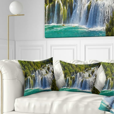 Designart CU6460-12-20 Erawan Waterfall Photography Lumbar Cushion Cover for Living Room Insert Printed On Both Side Sofa Throw Pillow 12 in x 20 in in 